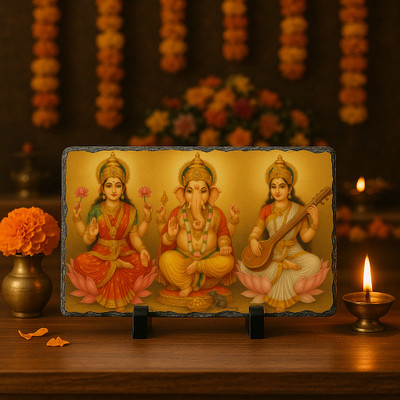 SMILES GIFT LAXMI GANESH SARASWATI IDOL Religious Frame