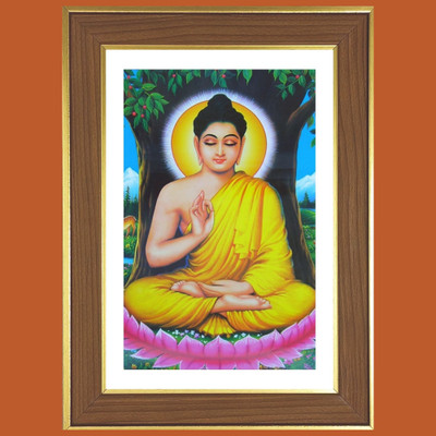 HitechMart Calmness Buddha Photo Frame 14x18 Inches Religious Frame
