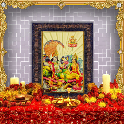 HAWAI Lakshmi Narayan/Vishnu With Lakshmi Mata Wall Frame for Home,Office Pooja Room Religious Frame