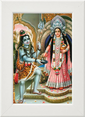 PY Creation Goddess Annapurna Devi Lord Shiva || Annapurna Ji with Shiv Photo Frame Religious Frame