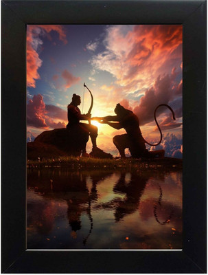PY Creation Lord Ram and Hanuman Religious Frame