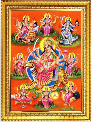 HitechMart Maa durga maa Photo Frame 12x16 Inches Religious Frame