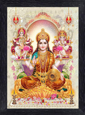 BISRAT CREATIONS Laxmi Ji Ganesh Ji Saraswati Ji Photo Frame Religious Frame