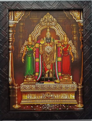 VGS MARKETINGS Tiruttani Murugan Valli Devayanai Subramaniya Swamy with Valli Devasena Religious Frame