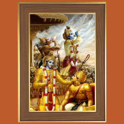 HitechMart Lord Sr Krishna Kurukshetra Photo Frame 12x16 Inches Religious Frame