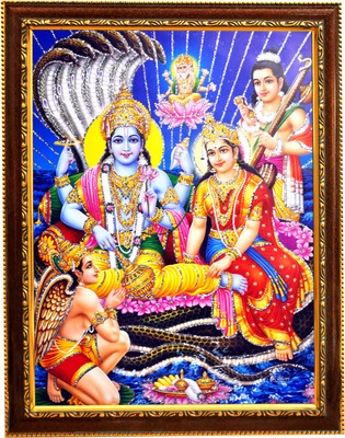 Sunframing Vishnu Laxmi ji photo frame with laminated sheet .size [ 9x11 inch ] Religious Frame