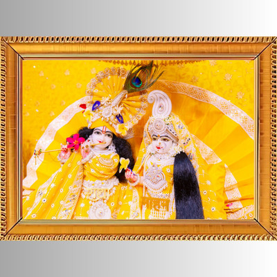 HSB INFRA Shri Krishna Wall Art in Yellow Dress – Divine Frame-12x9 Poster Religious Frame