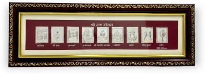 Hem Jewels 999 Pure Silver Asthamangal frame for Gifts and Home Décor - 12x4 Inch Religious Frame