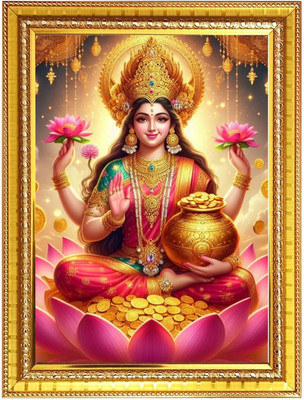 HitechMart Maa Dhana Lakshmi Photo Frame 16x20 Inches Religious Frame