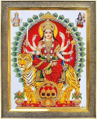 koshtak Maa Durga Ambe Sherawali Ji On Tiger With Yantra Giving Blessing Religious Frame