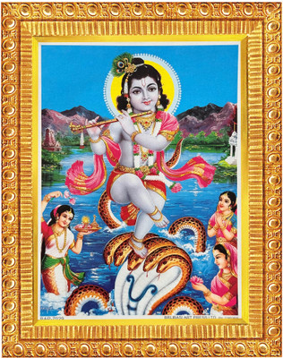 koshtak Krishan Ji On Sheshnag Photo Frame For Puja Room/Temple/Wall Hanging/Gift/Home Religious Frame