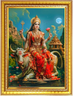 HitechMart Mata Shailputri Photo Frame 18x22 Inches Religious Frame