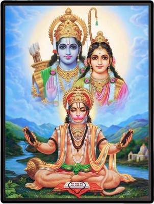 HitechMart Hanuman with Ram Sita Laminated Photo Religious Frame