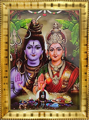 Maharajas Lord Shiva Parvathy God Digital Printed 7X5 inch Photo Frame Religious Frame