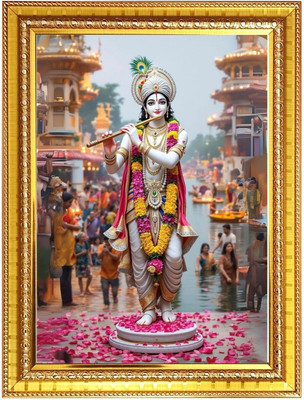 HitechMart Lord Sri krishna with Murali Photo Frame 16x20 Inches Religious Frame