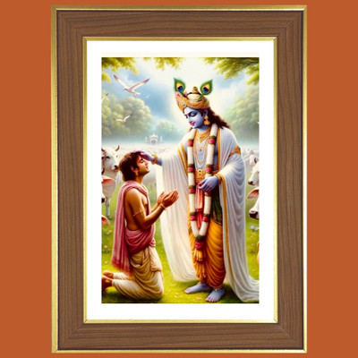 HitechMart Lord Krishna Blesses His Devotees Photo Frame 14x18 Inches Religious Frame