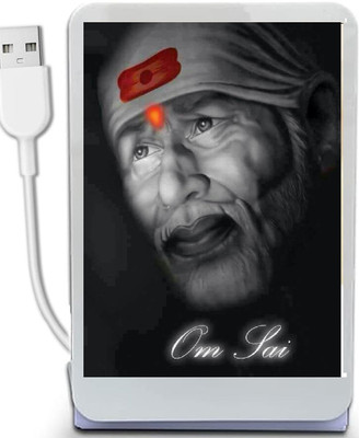 VGS MARKETINGS Shirdi Sai Baba face maharaj Sai Nath SaiBaba Guruji Car Dashboard Led Photo Religious Frame