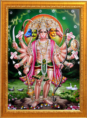 Sunframing Panchmukhi hanuman ji photo frame with laminated sheet . size [ 5x7 inch ] Religious Frame