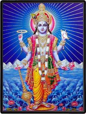 HitechMart Vishnu Laminated Photo Religious Frame