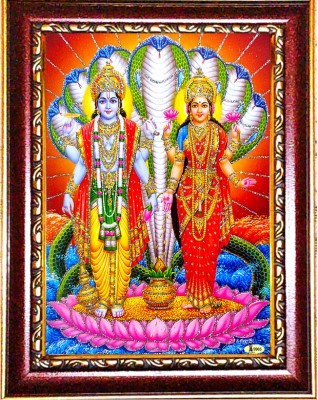 VCARTNOW Lord Vishnu Goddess Lakshmi Devi Laxmi Wall Art Painting Framed lv01(02) Religious Frame