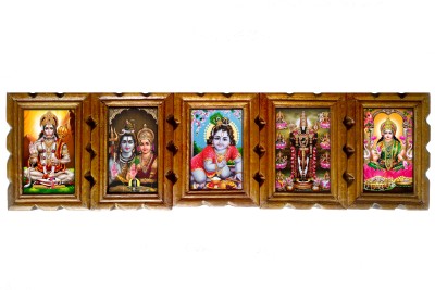 mperor 5 Gods digital RePrint With Teak Wood Frame And Glass Religious Frame