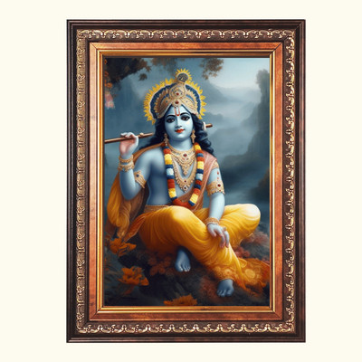 HitechMart Sri Krishna Color Photo frame 14x18 Inch Religious Frame