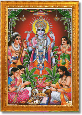 Craft Quest CRAFT QUEST Lord Satyanarayana Photo Frame with Acrylic glass-6 X 8 inch Religious Frame