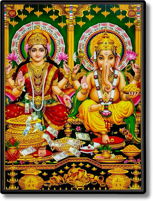 HitechMart Lakshmi & Ganesh Laminated Photo Religious Frame