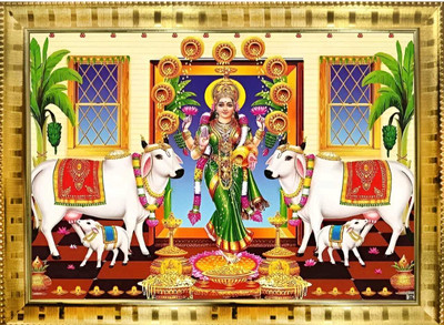 SL GIFTS Laxmi mata photo frame GOLDEN ,Size : 9X12 Inch Wall hanging And Multicolor Religious Frame