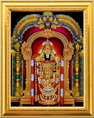 NDFRAME Lord Venkateswara swamy with Ganesha and Lakshmi Religious Frame