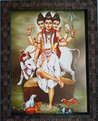 VGS MARKETINGS Shirdi SAI Baba with Guru DATTATREYA Religious Frame