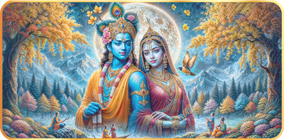 SHRI KHATU SHYAM CREATION Shri Khatu Shyam Creation Radha Krishna Desgine Wall Photo Frame Religious Frame