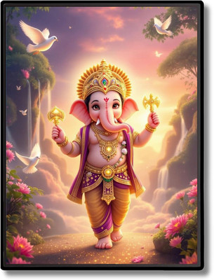 HitechMart Ganesh Laminated Photo Religious Frame