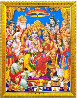 koshtak Shri Ram Darbar Photo Frame With Lamination For Puja Room/Wall Hanging/Gift/ Religious Frame
