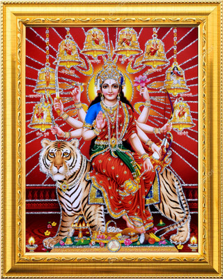 NDFRAME sherawali mata/DURGA MAA/ nav durga Photo Frame Laminated 9.5x11.5inches Religious Frame