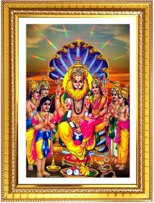 HitechMart Laxmi narasimha swamy Photo Frame 10x14 Inches Religious Frame