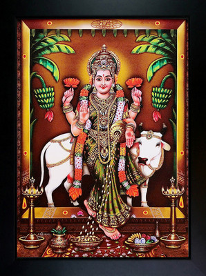 CrowdHall Gadapa Laxmi | Goddess Lakshmi | Laxmi Devi Gold Photo Frame for Wall Religious Frame