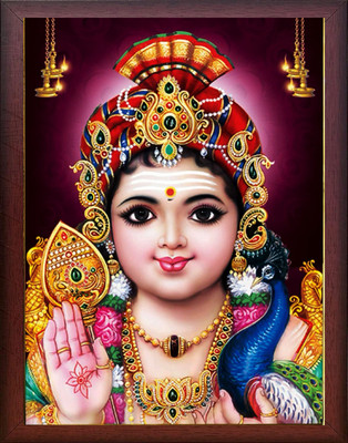 FRAMTASTIC Lord Murugan Swamy Kartikey Photo Frame for Pooja, Prayer & Decor Religious Frame