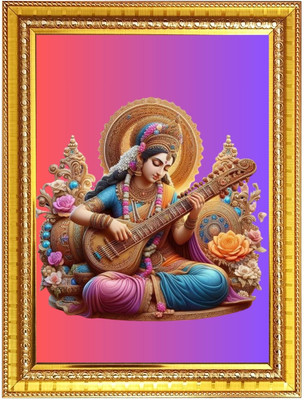 HitechMart Goddess Maa Saraswati Photo Frame 10x14 Inches Religious Frame