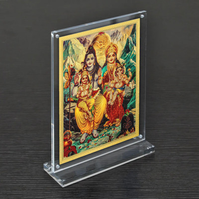 HAWAI Gold Plated Shiv Parivar Photo with Acrylic Frame(8x5.8 in) Religious Frame