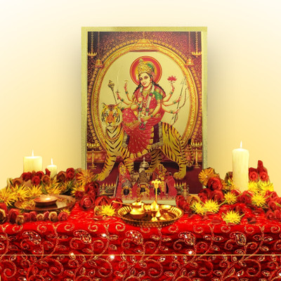 HAWAI Durga Maa Photo with frame for Pooja Religious Frame