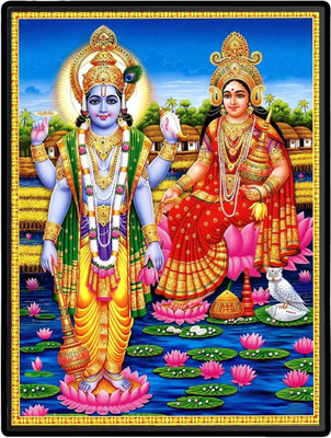 HitechMart Vishnu & Lakshmi Laminated Photo Religious Frame