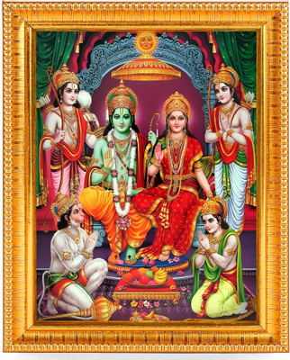 PrintShare Religious Image of Bhagwan Ram, Sita , Laxman and Hanuman Ram Darbar Religious Frame