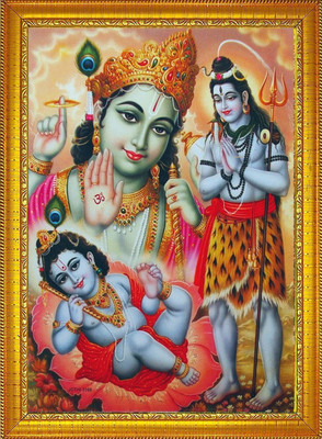 Stuthi Arts vishnu ji with shiv ji Religious Frame