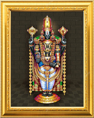 NDFRAME Lord Venkateswara swamy with Ganesha and Lakshmi Religious Frame
