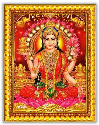 PY Creation Framed artwork of Hindu goddess Lakshmi seated on a lotus Religious Frame