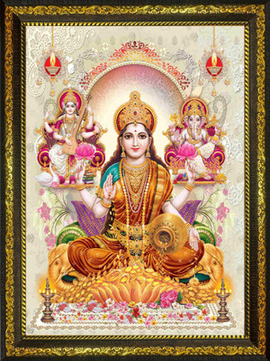 BISRAT CREATIONS Laxmi Ji Ganesh Ji Saraswati Ji Photo Frame Religious Frame
