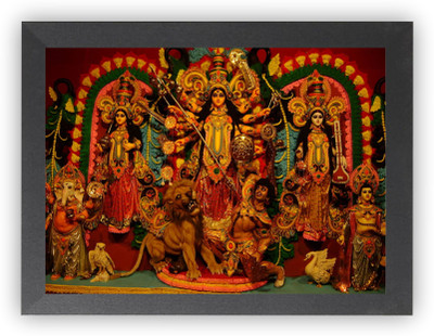 US COLLECTION Durga Maa on Tiger MATA vaishno Devi pindi roop photo frame Photo Frame Religious Frame