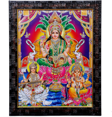 Dharmik Laxmi, Ganesh, Saraswati Ji Religious Frame