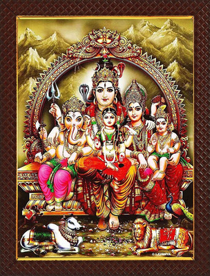 VJ ENTERPRISES Shiva Family Photo Frame with Bala lalitha devi Religious Frame